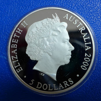 Preview: Australien 5 Dollar 2000 Opernhaus Olympia Sydney Silber in PP