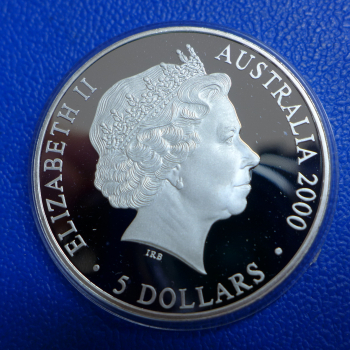 Preview: Australien 5 Dollar 2000 Menschen Sydney Silber in PP