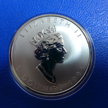 Preview: Kanada 5 Dollar 1998 Maple Leaf Privy Mark "Jahr des Tigers"