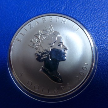 Preview: Kanada 5 Dollar 2001 Maple Leaf Privy Mark "Jahr der Schlange"