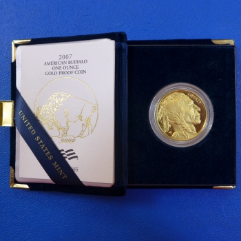 USA 1 Oz 2007 Buffalo / Büffel Gold in Polierte Platte