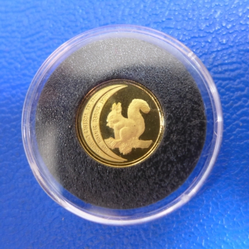 Kleinste Goldmünze d. Welt Andorra 5 Diners 1994 Eichhörnchen Gold