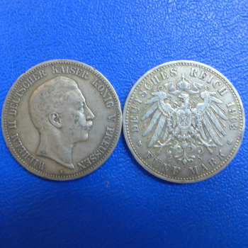Preußen 5 Mark Wilhelm II diverse Massenware