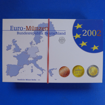 BRD Euro-Münzen KMS 2002 A,D,F,G,J kmpl. in Polierte Platte / Spiegelglanz