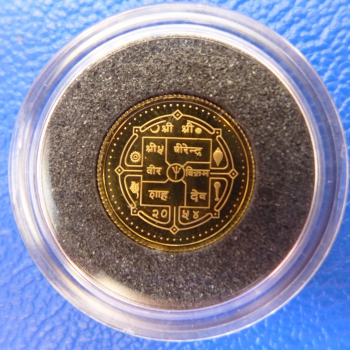Preview: Kleinste Goldmünze d. Welt Nepal 1 Asarfi 1997 Lord Buddah 1/20 Oz Gold