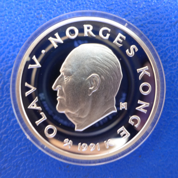 Preview: Norwegen 50 Kronen 1991 Ski-Langlauf Kind Lillehammer 1994 Silber in PP