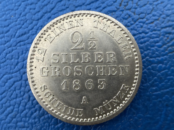 Preußen 2,5 Silber Groschen 1863 A Wilhelm I Top Erhaltung!