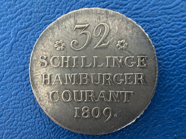 Hamburg Stadt 32 Schilling 1809 Prachtstück mit toller Patina !