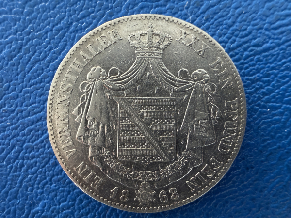 Sachsen - Meiningen Vereinstaler 1863 Bernhard