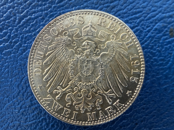 Sachsen-Meiningen 2 Mark 1915 Georg II Jaeger 154 Prachtstück!