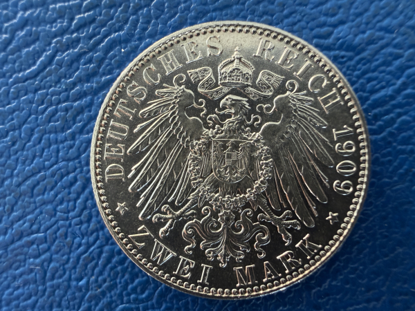 Sachsen 2 Mark 1909 Friedrich August III Universität Leipzig Silber Jaeger 138(1) Prachtstück