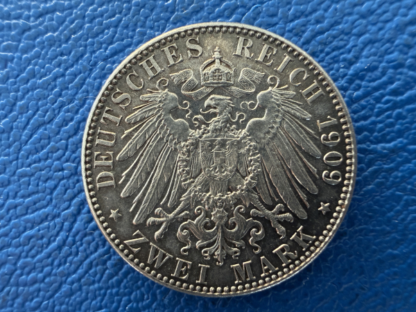 Sachsen 2 Mark 1909 Friedrich August III Universität Leipzig Silber Jaeger 138 (2)