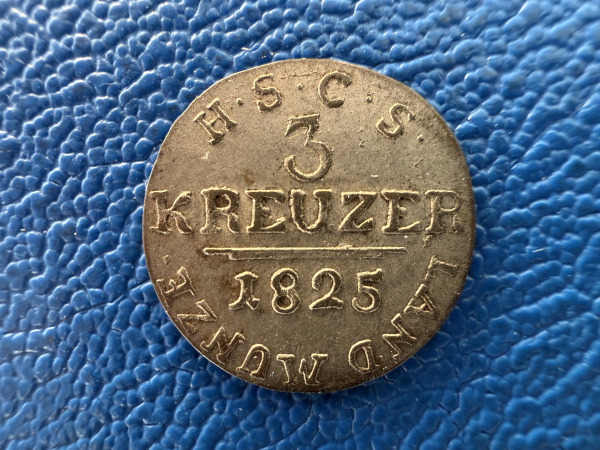Sachsen Coburg Saalfeld 3 Kreuzer 1825 S Ernst 1806-1826 Top Erhaltung