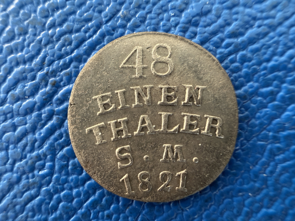 Sachsen-Weimar-Eisenach 1/48 Taler 1821 Karl Friedrich (1775-1828) Top Erhaltung