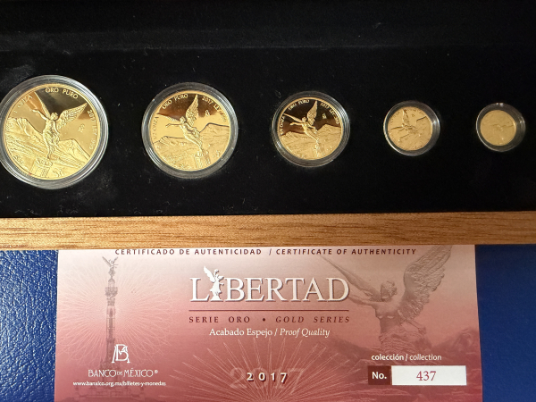 Mexico Gold Prestige Set 2017 1 Oz - 1/20 Oz Feingold in Polierte Platte Auflage 500 Sets weltweit