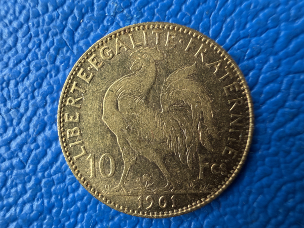 Frankreich 10 Francs 1901 Gallischer Hahn Gold