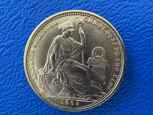 Peru 50 Soles 1966 Gold
