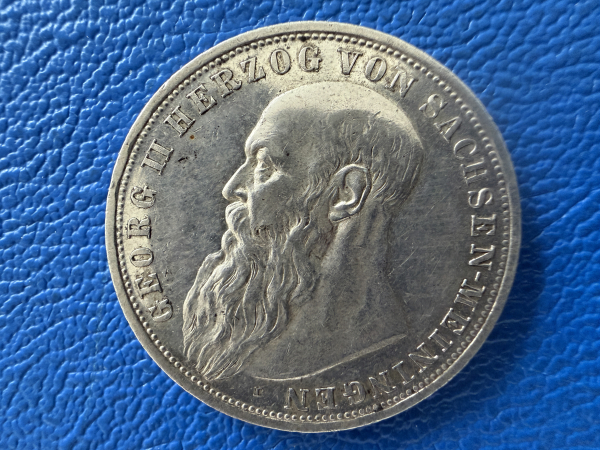 Sachsen-Meiningen 3 Mark 1913 Georg II Jaeger 152 toller Prägeglanz (1)