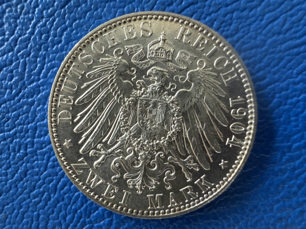 Sachsen 2 Mark 1904 E Georg Jaeger 132 (4) Silber Prachtexemplar