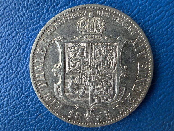 Hannover Ausbeutetaler 1855 B Georg V