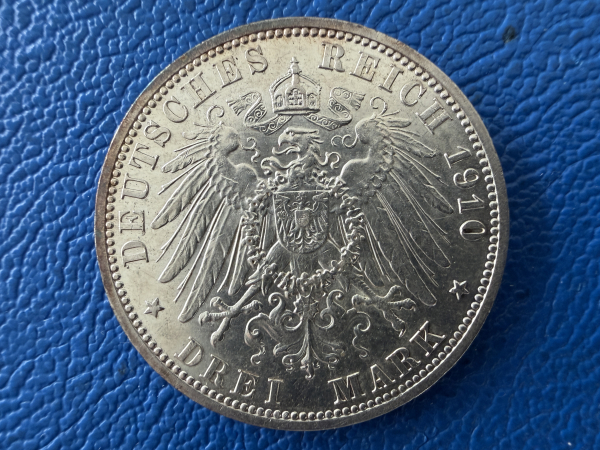 Hessen 3 Mark 1910 A Ernst Ludwig Jaeger 76 Top Erhaltung (2) Prachtstück