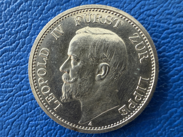 Lippe 2 Mark 1906 A Leopold IV Fürst zur Lippe J 78 Prachstück