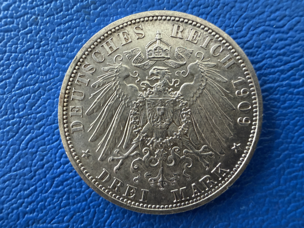Lübeck 3 Mark 1909 A Freie- und Hansestadt J-82