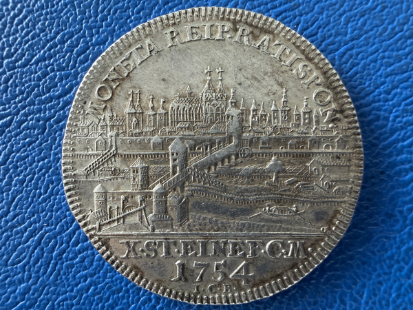 Regensburg Taler 1754 Franz I Stadtansicht Tolle Erhaltung!
