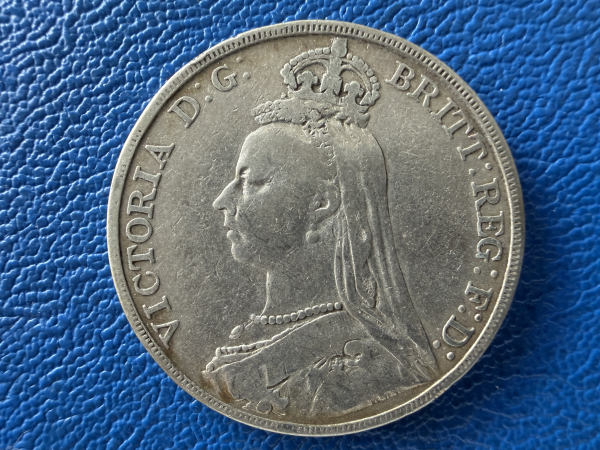 England  1 Crown 1889 Victoria Silber (2)