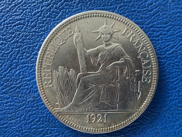 Frankreich / Indochina 1 Piaster 1921 Top Erhaltung!