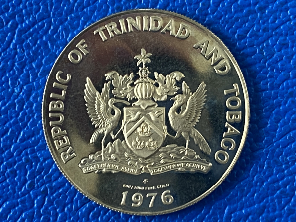 Trinidad Tobago 100$ 1976 Vögel Gold 1/10 Oz fein