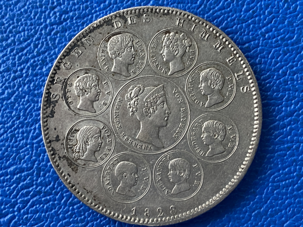 Bayern Taler - Geschichtstaler 1828 Segen des Himmels 1828 Ludwig I Top Erhaltung!