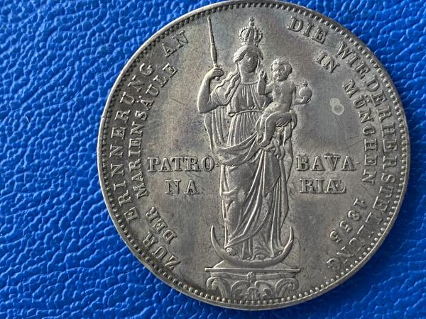 Bayern  2 Gulden 1855 Maximilian II Mariensäule Top Erhaltung