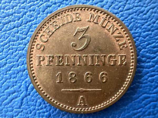 Brandenburg-Preußen 3 Pfennig 1866 A Friedrich Wilhelm I (1861-1888)