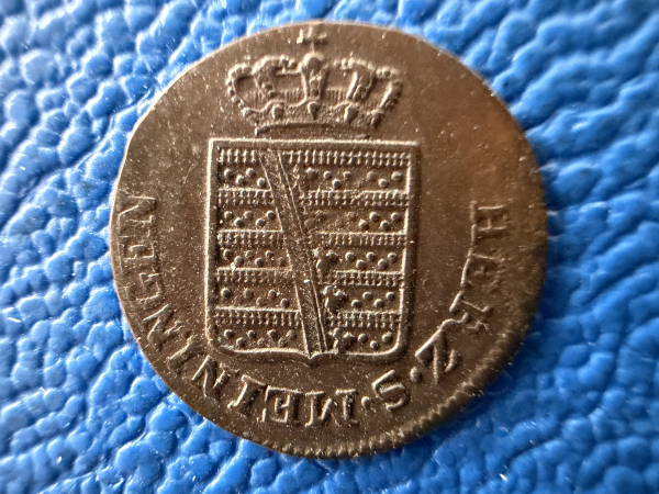Sachsen-Meiningen 1/8 Kreuzer 1828 Bernhard Erich Freund 1803-1866. selten Prachstück