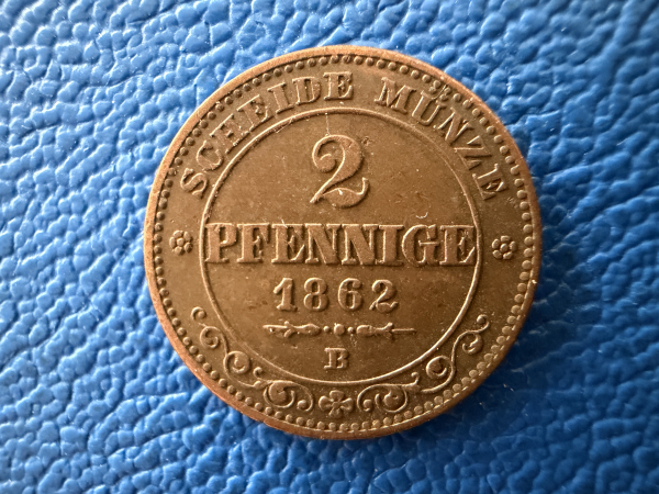 Sachsen 2 Pfennig 1862 B Johann 1854-1873