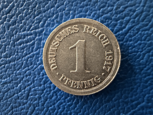 Kaiserreich 1 Pfennig 1917 A Ersatzmünze 1. Weltkrieg J-300
