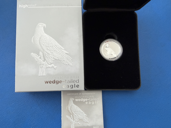 Perth Mint 1 Oz 2017 Wedge - Tailed Eagle High Relief Silber in Polierte Platte in CoA