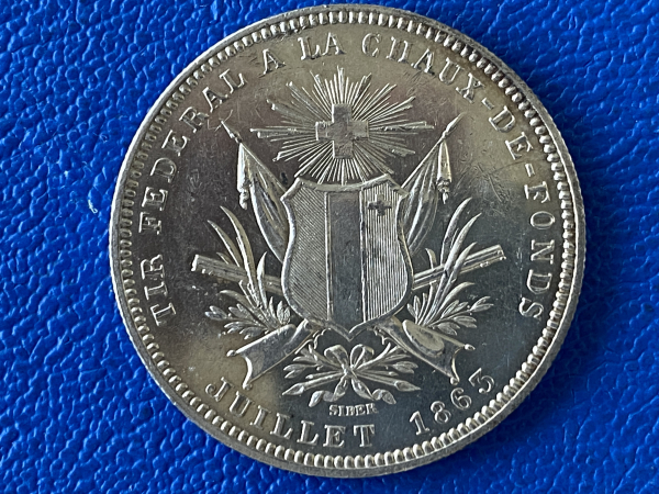 Schweiz Schützentaler 5 Franken 1863 La Chaux-de-Fonds