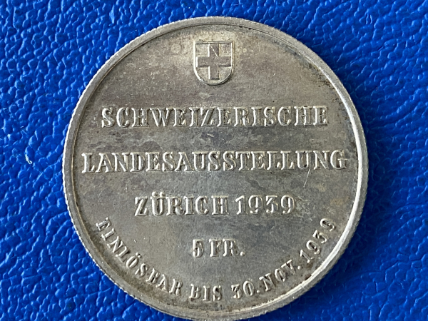Schweiz 5 Franken 1939 Landesausstellung Zürich
