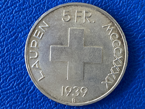 Schweiz 5 Franken 1939 B Laupen Top Erhaltung!