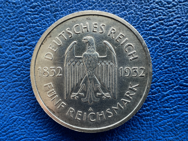Weimar 5 Reichsmark 1932 A Goethe J-351