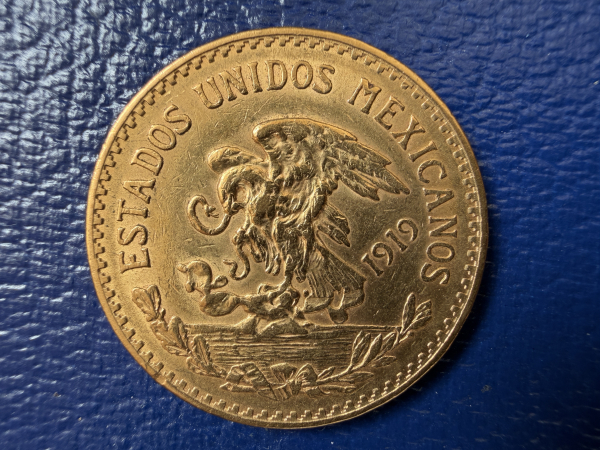 Mexico 20 Pesos 1919 Centenario 15g Feingold