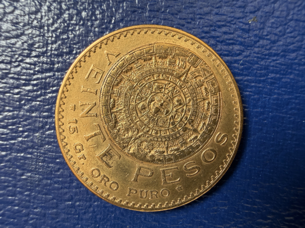 Mexico 20 Pesos 1919 Centenario 15g Feingold