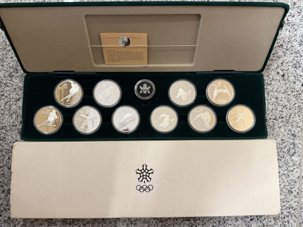 Kanada Silber Calgary 1988 20 Dollar kmpl. Sammlung 10 x 1 Oz Feinsilber in PP