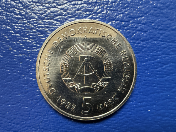 5 Mark 1988 Saxonia - 150 Jahre erste deutsche Ferneisenbahn