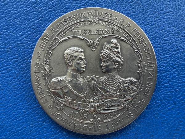 Thurn und Taxis AR-Medaille 1899 Albert 1885-1952. Mattiert Silber