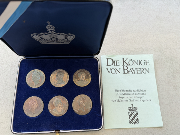 Bayern 6 x Medaillen 1806-1918 Königreich Bayern Feinsilber Bayerische Könige 999er Silber PP mit Prachtvoller Patina!