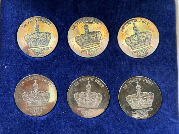 Bayern 6 x Medaillen 1806-1918 Königreich Bayern Feinsilber Bayerische Könige 999er Silber PP mit Prachtvoller Patina!