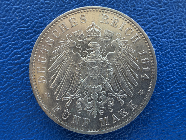Bayern 5 Mark 1914 D Ludwig III Silber J-53 (2)